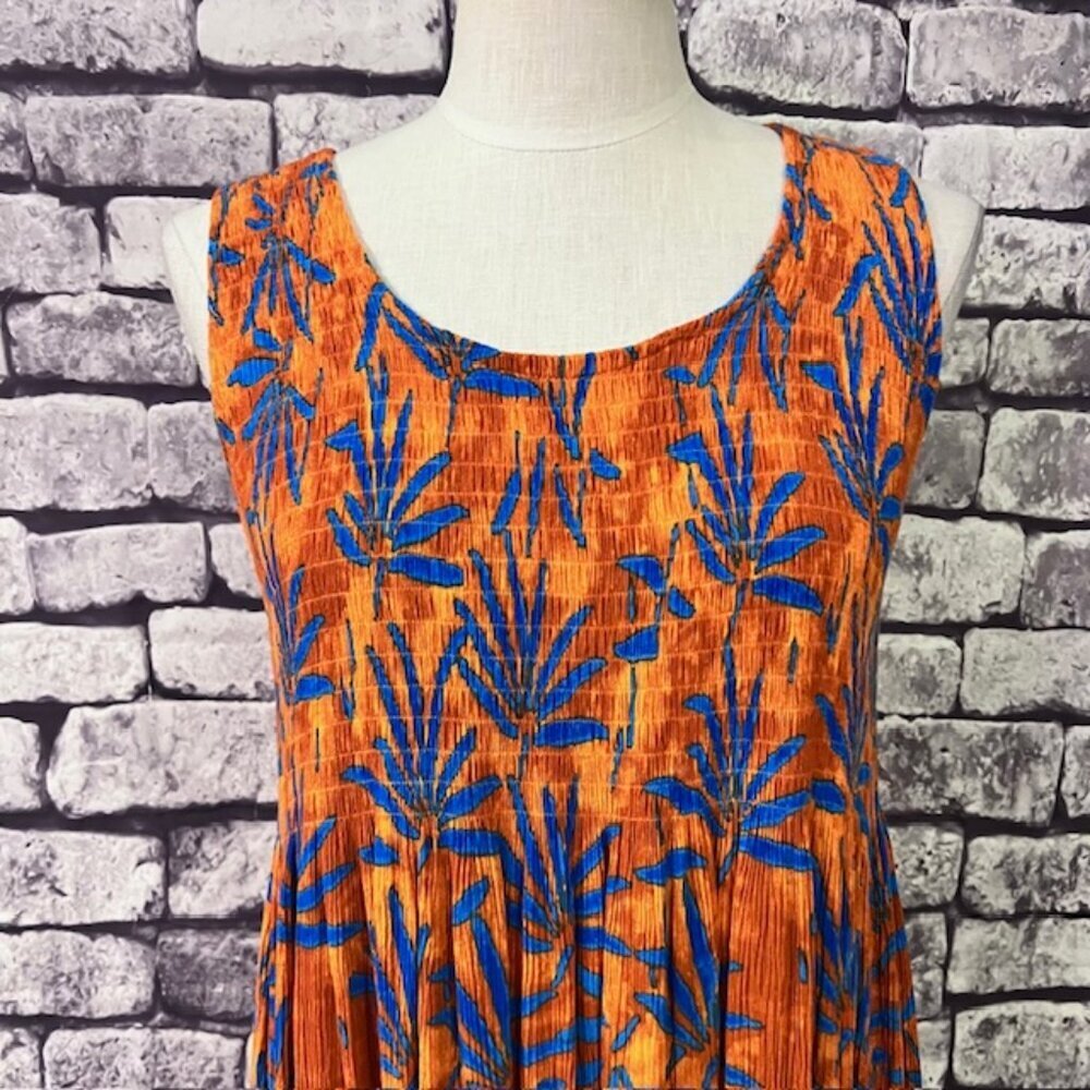 Mirror Image Orange & Blue Scoop Neck Dress/Cover Up Size L - Picture 3 of 10